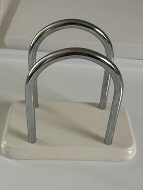 NAPKIN HOLDER WITH STONEWARE BASE & CHROME HOLDERS